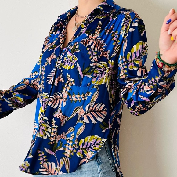 Free people under the palms button down blouse floral boho - Picture 4 of 8
